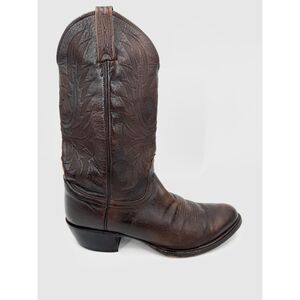 LUCHESSE Dark Brown Leather Western Cowboy Boots Size 9.5 D